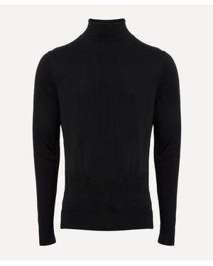 Sunspel Extra-Fine Merino Roll Neck Jumper - Black