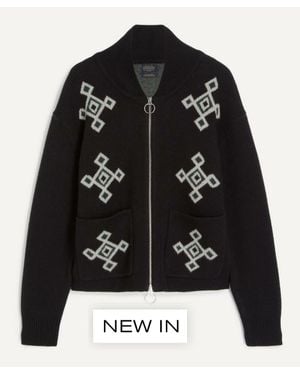 Pendleton Jacquard Zip-Up Cardigan - Black