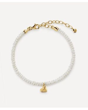 Monica Vinader 18Ct-Plated Vermeil Heart Mini Pearl Bracelet - White