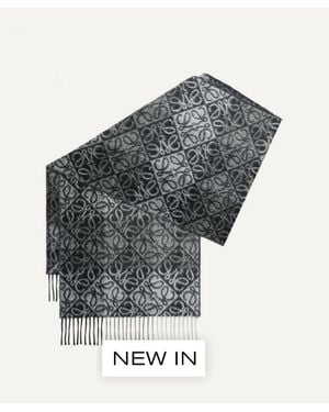 Loewe Anagram Wool-Blend Scarf - Gray