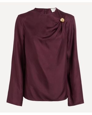 Loulou de Saison Azae Draped Silk-Twill Top - Purple