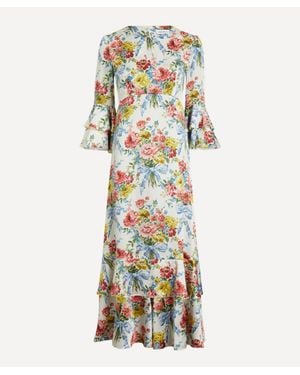 Liberty Bow Bouquet Silk Gala Dress - White