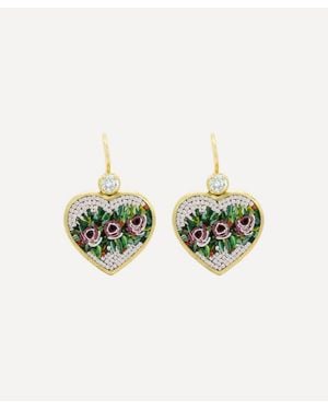 Kojis 18Ct Micro Mosaic Rose Drop Earrings - Metallic