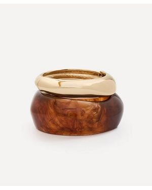Shashi 14Ct-Plated Tortoise Bangle Bracelet Set - Brown
