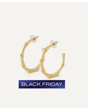 Kenneth Jay Lane Plated Bamboo Medium Hoop Earrings - White