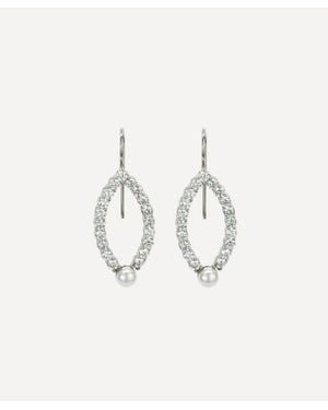 Kojis 14Ct Pearl And Diamond Drop Earrings - White