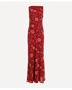 Reformation Prescott Floral-Print Chiffon Maxi Dress - Red