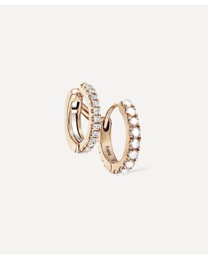 Maria Tash 14Ct 8Mm Pearl And Diamond Double Linked Eternity Hoop Earring Right - White