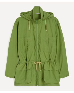 AURALEE Super Fine Cotton Lawn Hooded Blouson Jacket - Green