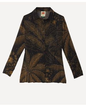 FARM Rio Golden Foliage Pyjama Shirt - Black