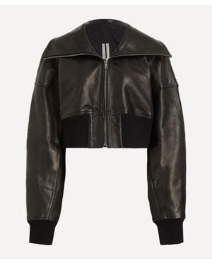 Rick Owens Concordians Dracucollar Cropped Bomber Jacket - Black