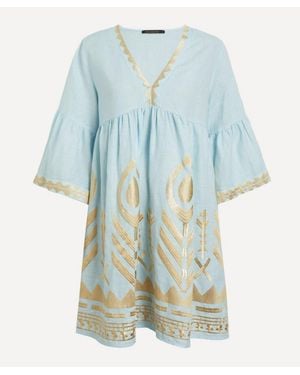 Kori Feather Classic Linen Mini Dress - Blue
