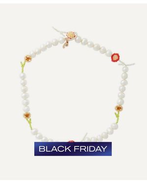 Pura Utz Pearl Flor Beaded Necklace - Natural