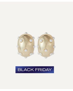 Kenneth Jay Lane 14Ct-Plated Pearl Huggie Hoop Earrings - White