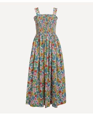 Liberty Floral Musesilk-Satin Gala Maxi Dress - White