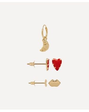 Anna + Nina 14Ct-Plated Bisou Earring Set - White