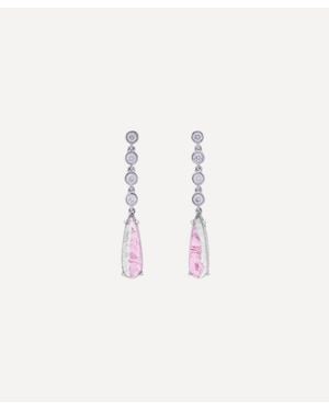 Kojis 18Ct Watermelon Tourmaline And Diamond Drop Earrings - Metallic
