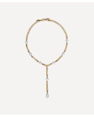 Maria Nilsdotter 18Ct-Plated Chain And Pearl Lariat Necklace - Natural