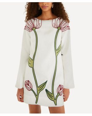 FARM Rio Flower Long-Sleeve Mini Dress - Gray