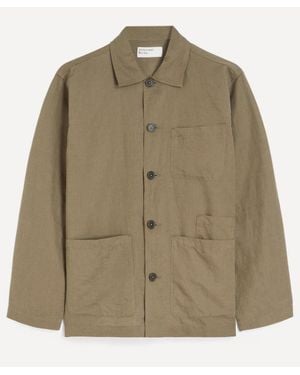 Universal Works Linen-Cotton Bakers Jacket - Green
