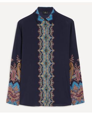 Etro Placed Paisley Silk Shirt - Blue