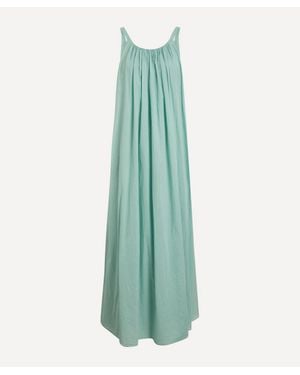 Kori Gathered Cotton Maxi Dress - Green
