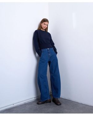 TOPSHOP Horseshoe High Rise Barrel Jeans - Blue