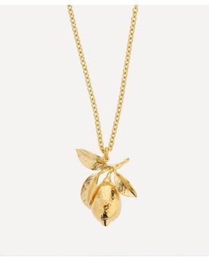 Alex Monroe 22Ct-Plated Large Lemon And Leaf Pendant Necklace - Metallic