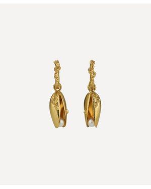 Alex Monroe 22Ct-Plated Statement Mussel & Pearl Drop Earrings - Metallic