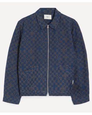 Folk Signal Checkerboard Blouson Jacket - Blue