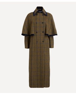 Biyan Fritz Check Wool Cape - Green