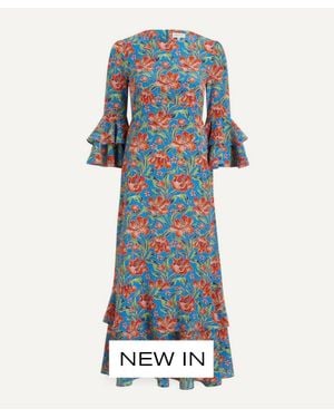 Liberty Silk Gala Maxi Dress - Blue