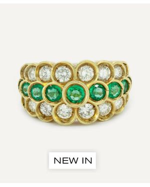 Kojis 18Ct Emerald And Diamond Ring - Green