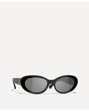 CHANEL Oval Sunglasses - Black