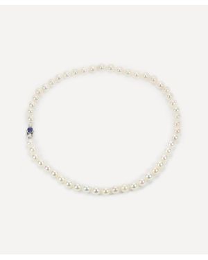 Kojis 14Ct Sapphire And Diamond Akoya Pearl Necklace - Natural