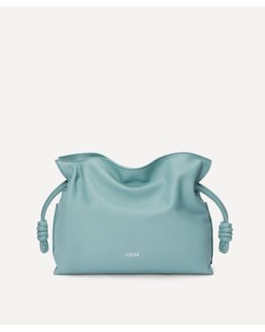 Loewe Flamenco Medium Leather Clutch Bag - Blue