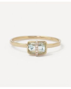 Melissa Joy Manning 14Ct Micropave Bezel Wrapped Aquamarine Ring - White