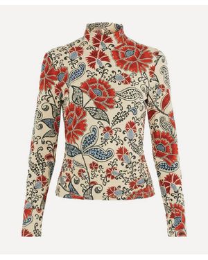 FARM Rio Francesca Sand Jersey Long-Sleeve Blouse - White