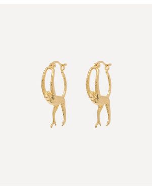 Anna + Nina Plated Monkey Business Hoop Earrings - White