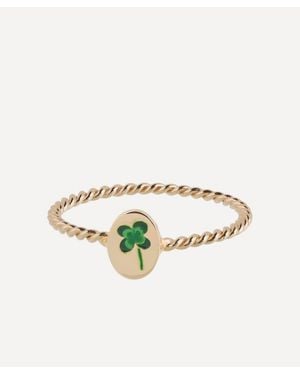 Anna + Nina 14Ct Lucky Clover Ring - White