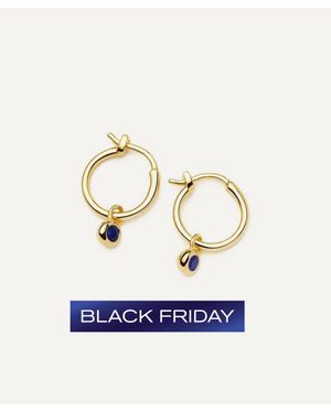 Missoma 18Ct-Plated Vermeil September Birthstone Mini Charm Hoop Earrings - Blue