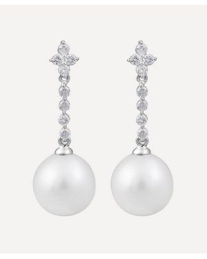 Kojis Diamond And Pearl Drop Earrings - White