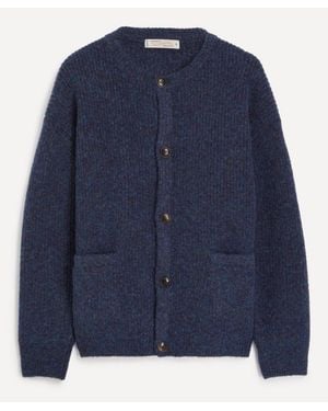 FRIZMWORKS Brushed Wool Round Cardigan - Blue