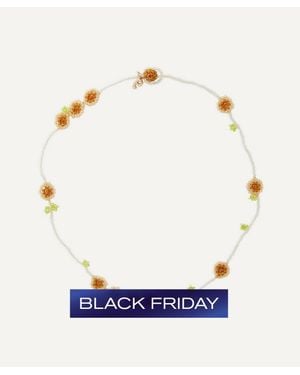 Pura Utz Flor Floral Beaded Necklace - Blue