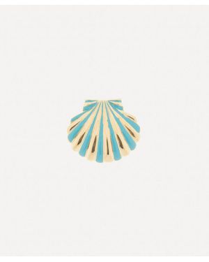 Anna + Nina Plated Single Venus Shell Stud Earring - White