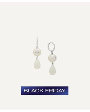 Vivienne Westwood Platinum-Tone Martha Drop Earrings - White