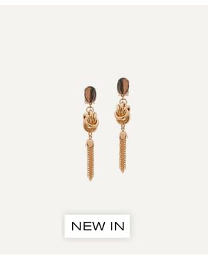 Anton Heunis Plated Omega Clasp Small Oval Knot And Tassel Drop Earrings - White