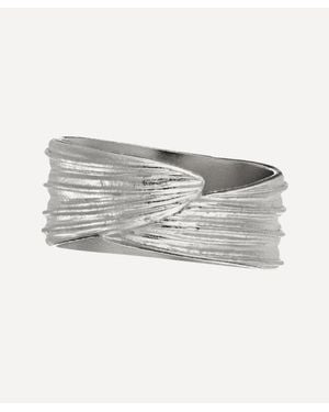 Alex Monroe Sterling Wrapped Ribwort Plantain Leaf Ring - Grey