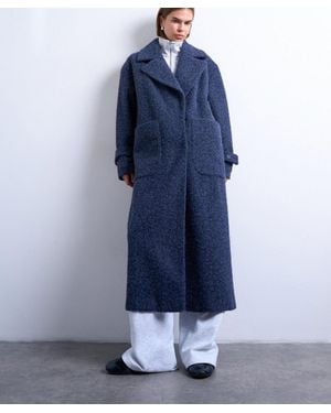 TOPSHOP Unlined Soft Brushed Chuck On Longline Coat - Blue