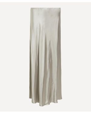 Alberta Ferretti Glossy Satin Long Skirt - White